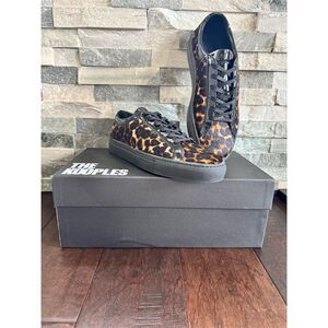 The Kooples Unisex Leo Poulain Leather Leopard Sneakers Size 9-9.5
